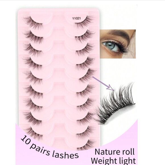 New! 10 Pairs Half Eye Water Mink Eyelashes 3d Natural Soft Clear Band - Picture 1 of 1